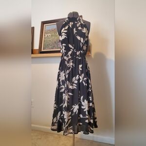 Elegant Black and White Floral Dress